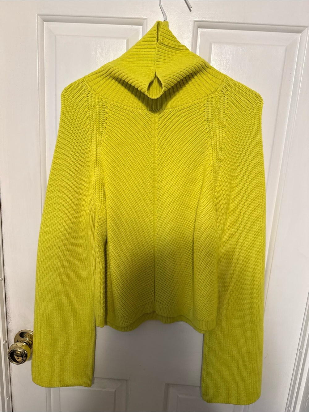 Anthropologie Neon Yellow Ribbed Turtleneck Sweater